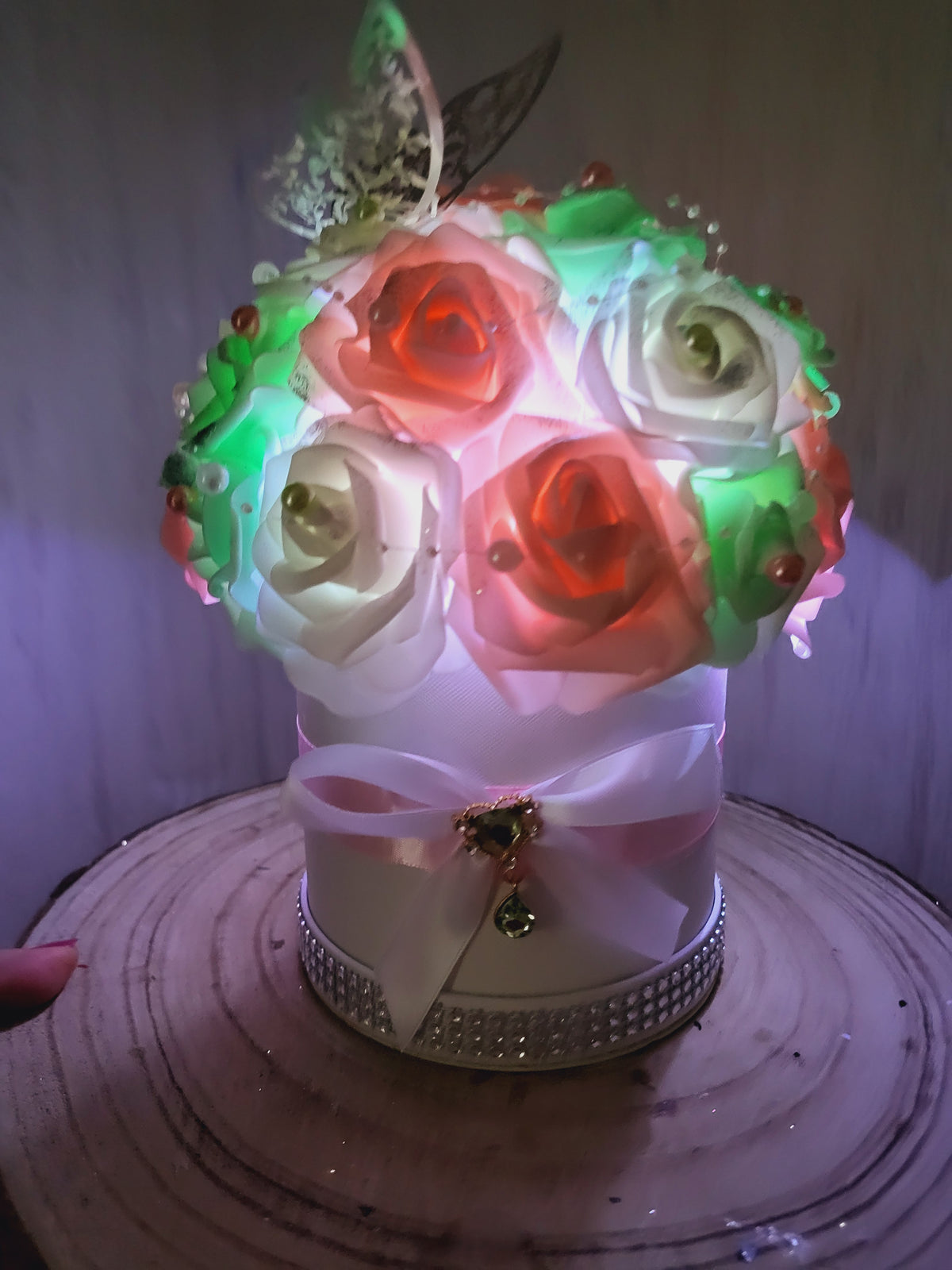 Boite florale avec boîte et led