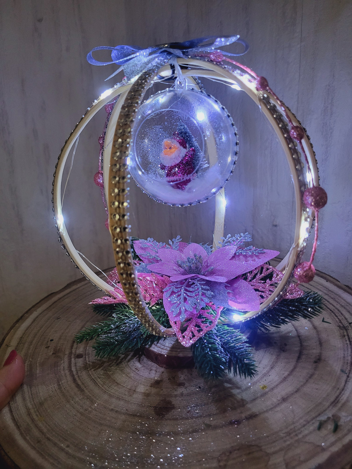 Boules de Noël sur  support